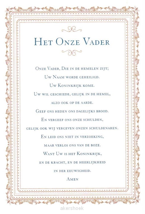 Uitdeelplaat a6 onze Vader