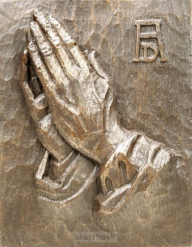 Wandbord 2102 bidd handen brons groot