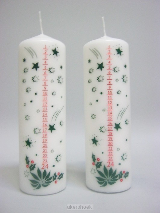 Advent kaars met nummers - 19 x 6,5 cm