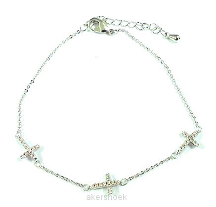 Wrist bracelet 3 crosses silver