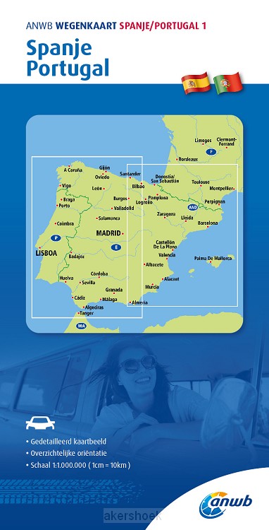 ANWB Wegenkaart Spanje/Portugal 1. Spanje/Prtugal