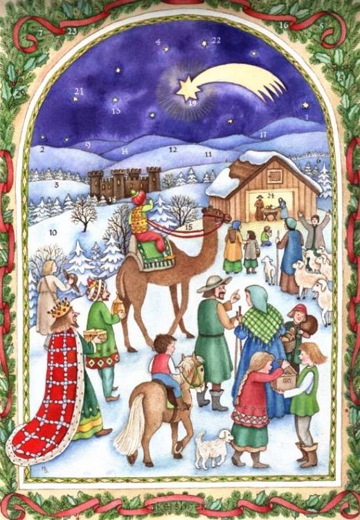 Herders en wijzen opweg naar de stal