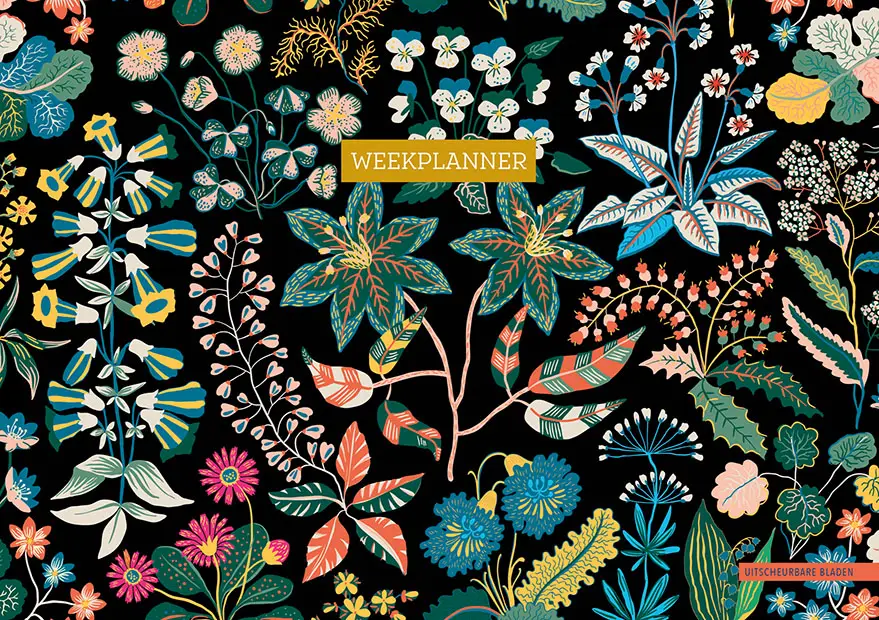 Weekplanner - floral black