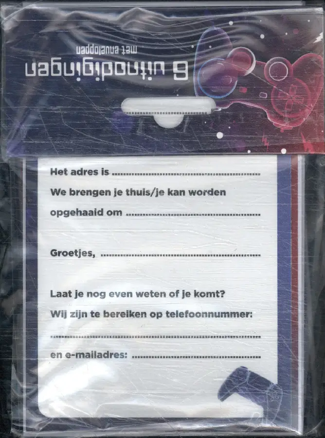 Game on - Uitnodiging PK 945 - set van 6