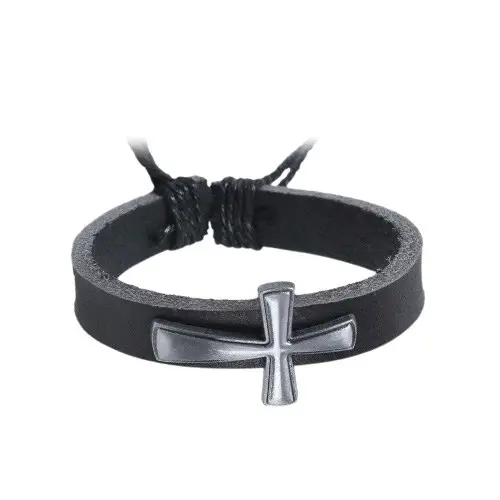 Leather bracelet flared cross