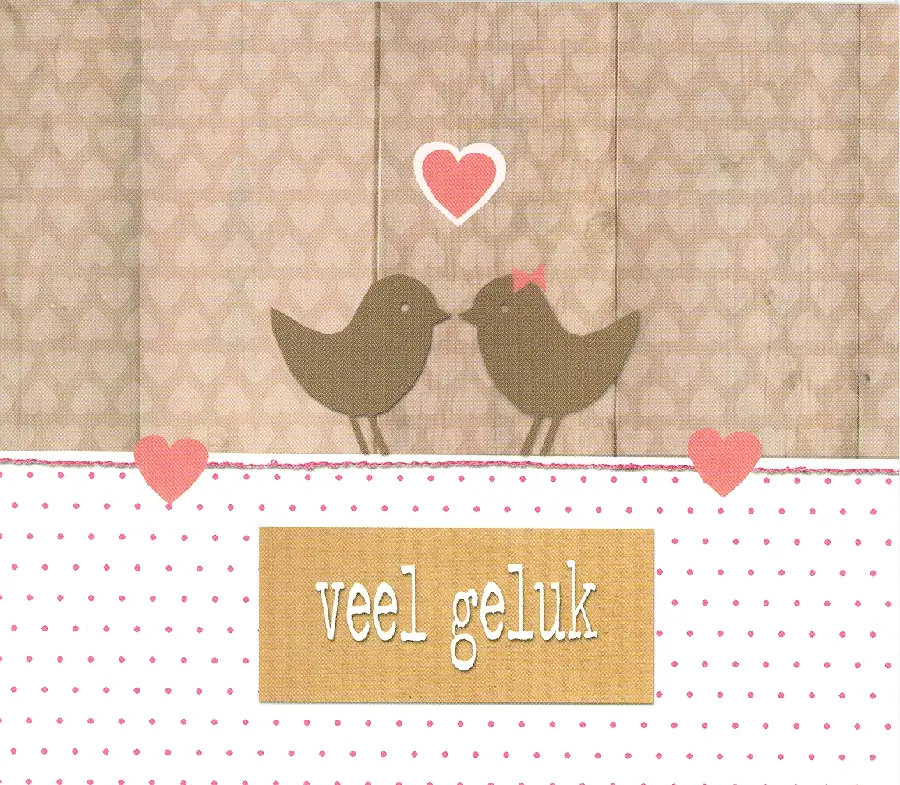 Wenskaart veel geluk vogels