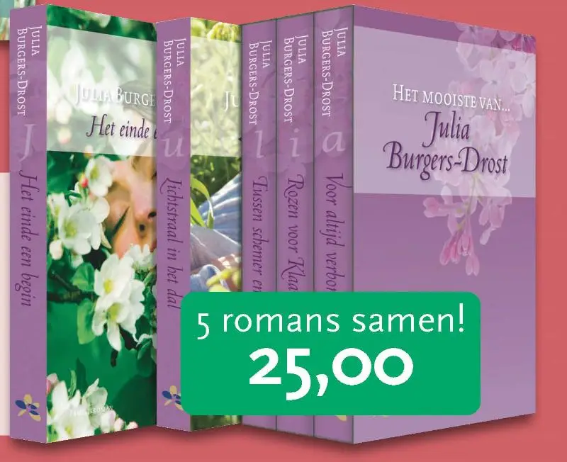 5 boeken in krimpfolie met sticker
