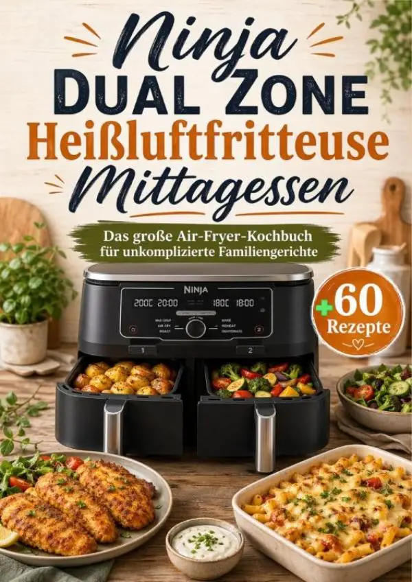 Ninja Dual Zone Heißluftfritteuse Mittagessen: Das große Air-Fryer-Kochbuch für unkomplizierte Familiengerichte