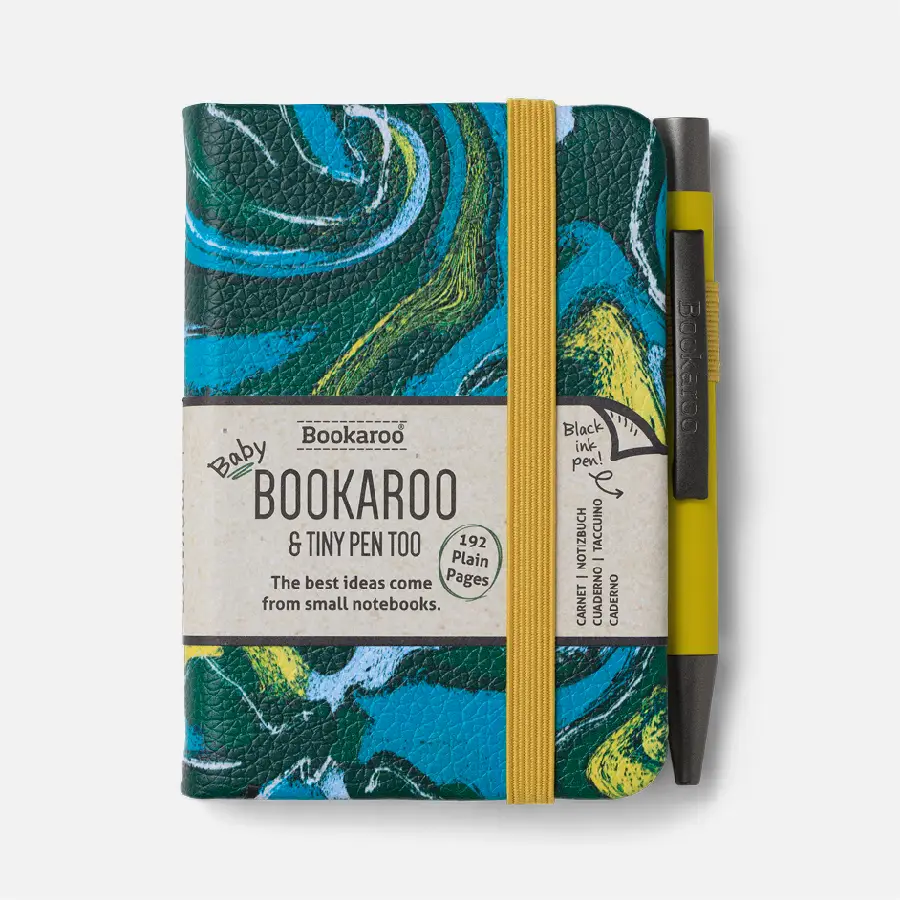 Bookaroo A7 Notebook & Pen - Forest & Chart - Marble