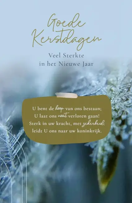 Wenskaart Goede Kerstdagen+Veel Sterkte
