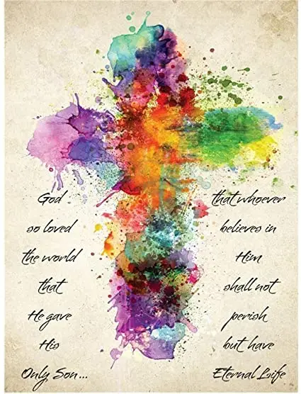 For God so loved Cross 40x50cm square dr