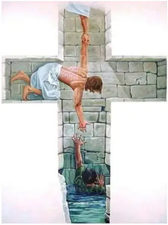 Cross/Helping Hands 40x50cm square drill