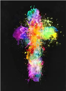 Cross coloured 30x40cm square drill