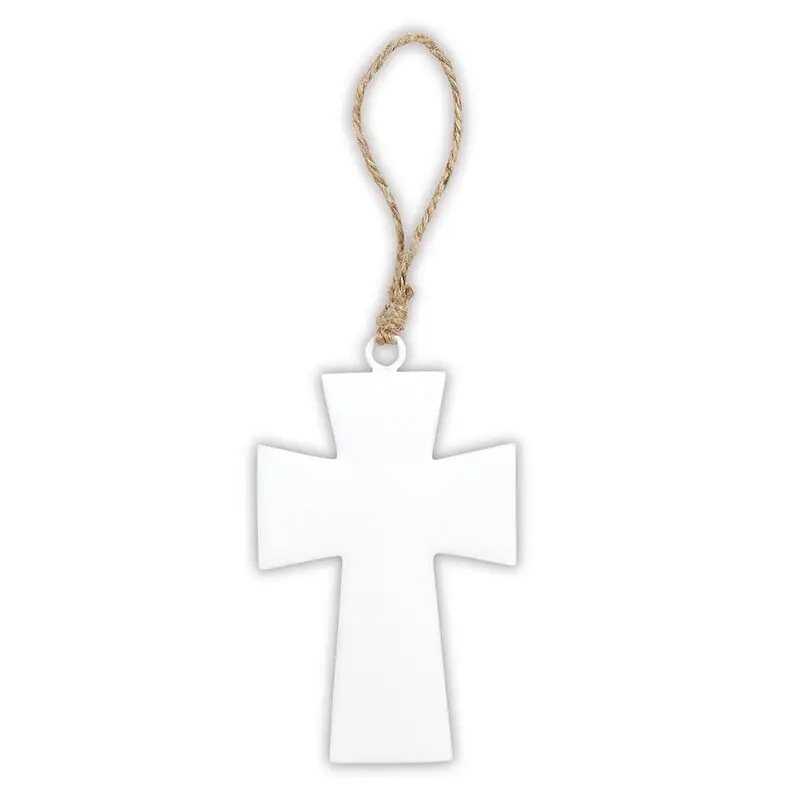 Hanging Cross enamel White 10,5cm