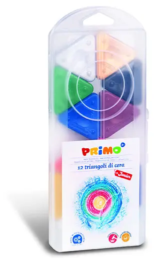 PRIMO * Box met 12 driehoek waskrijtjes