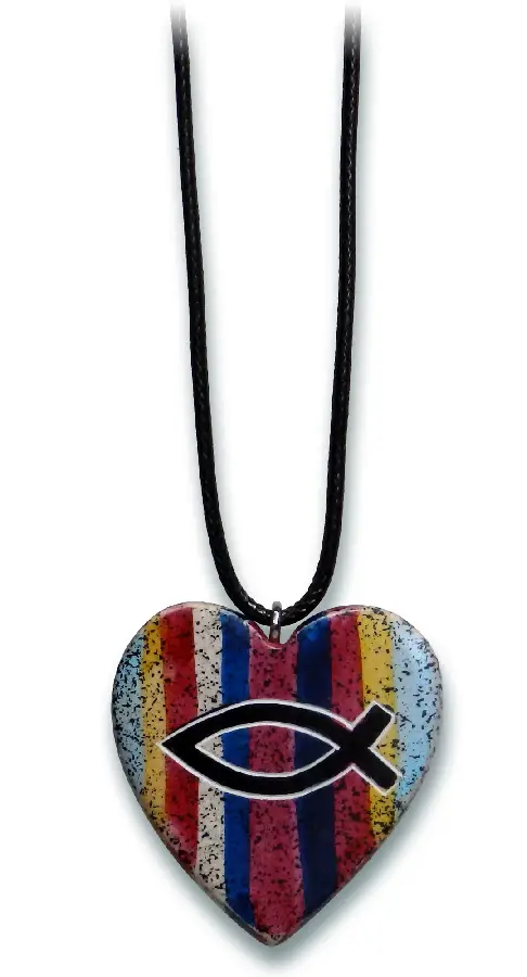 Ketting hart vis speksteen blauw