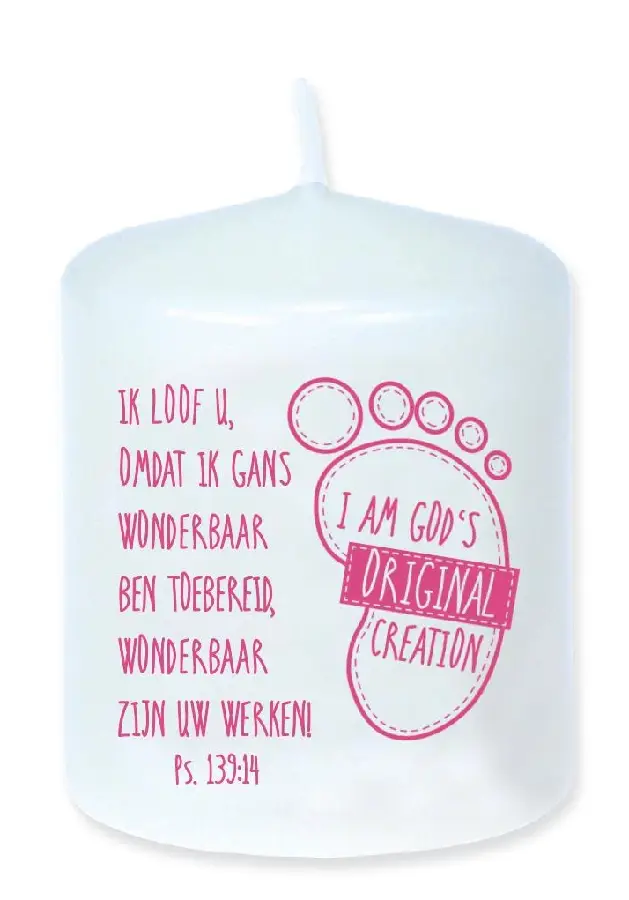 Kaars 6cm God''''s original roze