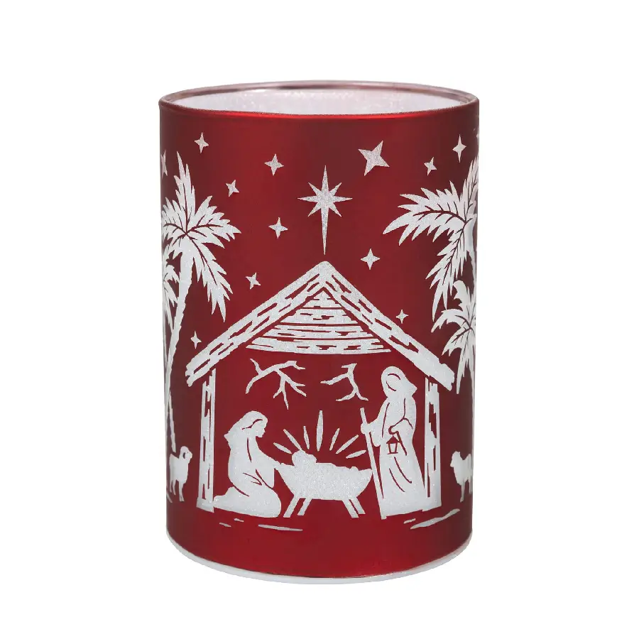 Led Windlicht  Kribbe Rood klein 7x10cm